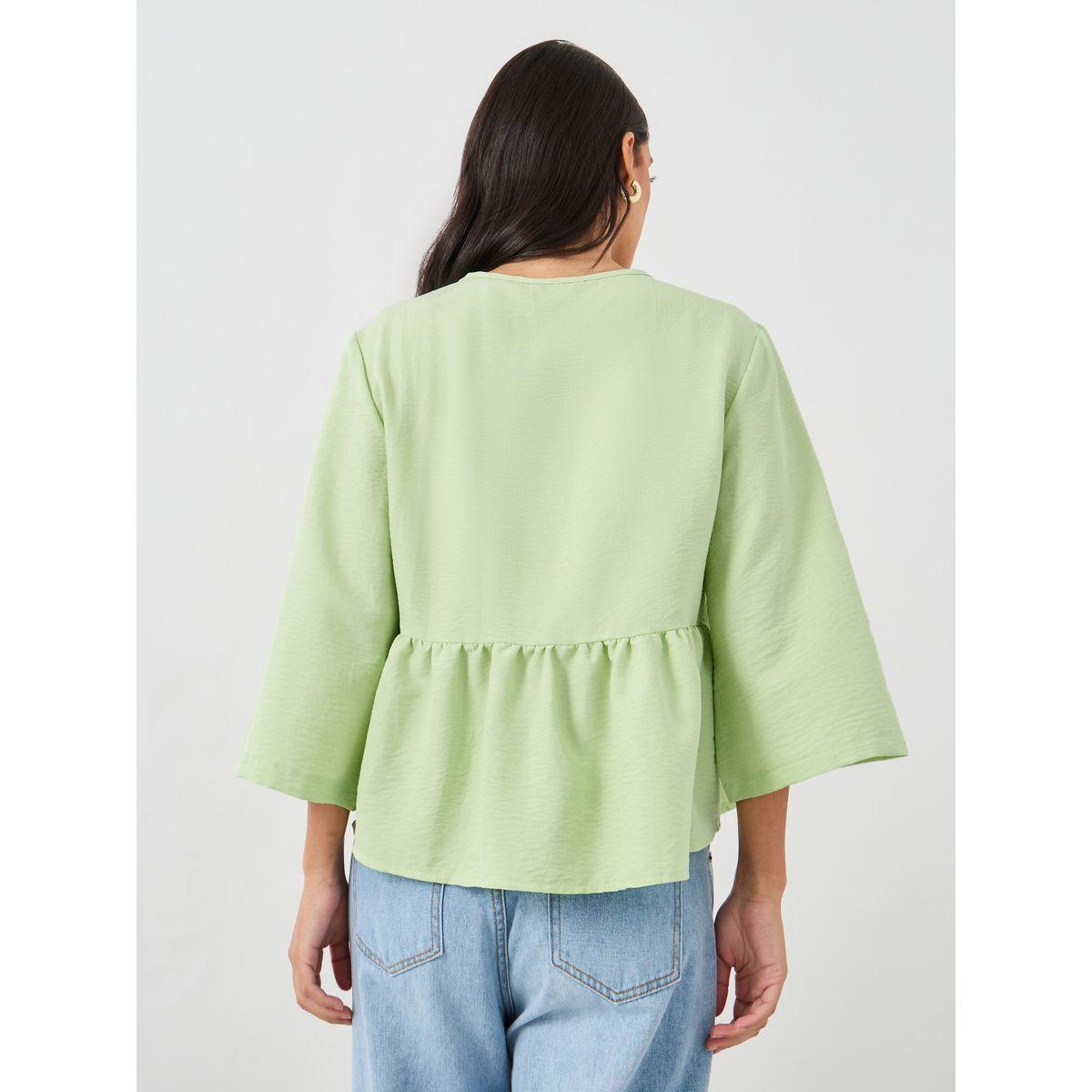 بلوزة بيبلوم بتفاصيل دانتيل وأكمام منفوخة-women-clothing-shirtsandblouses-blouses-image-5