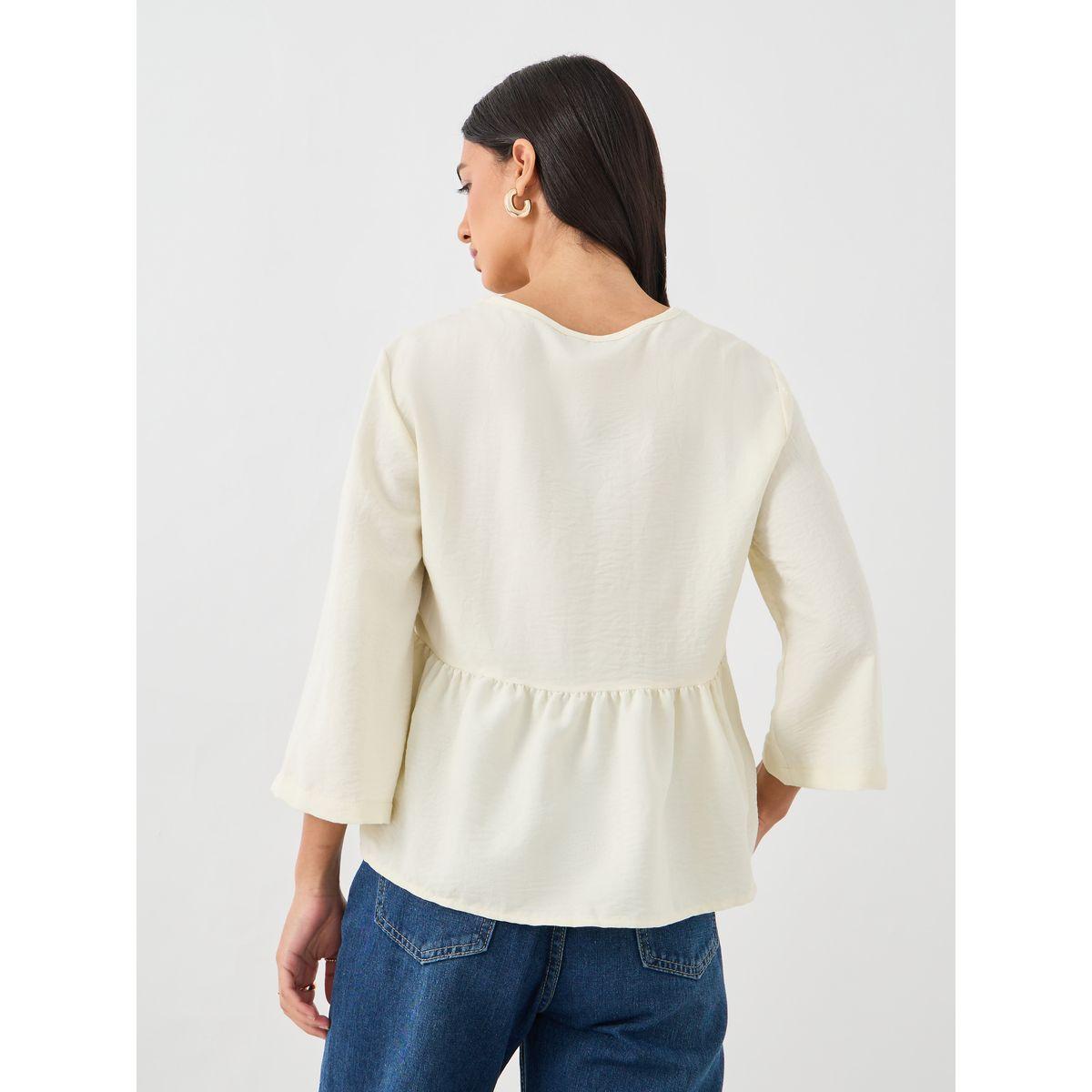 Styli Embellished Lace Detail V-Neck Peplum Blouse-women-clothing-shirtsandblouses-blouses-image-4