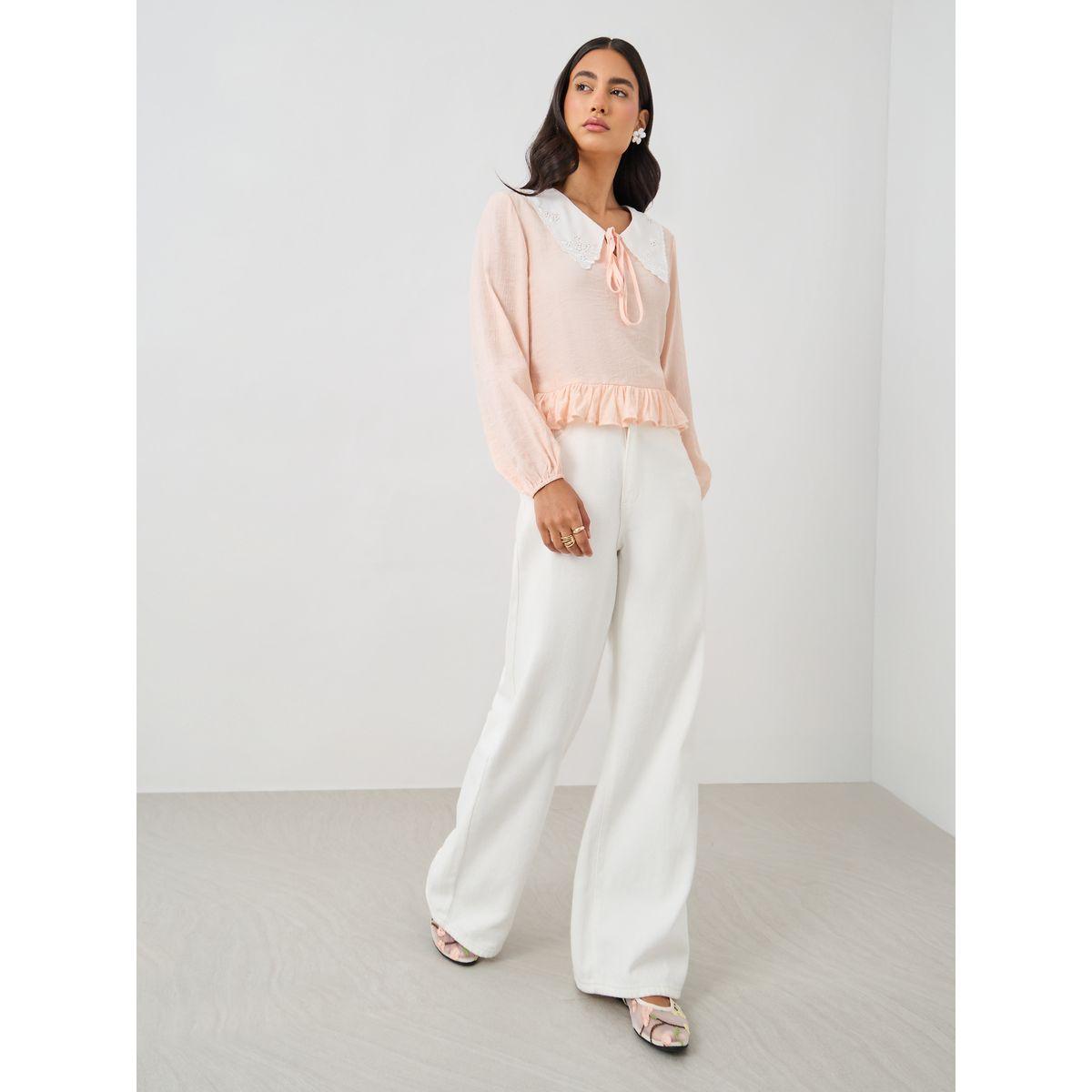 بلوزة بأكمام بالون مع تفاصيل ياقة بأربطة-women-clothing-shirtsandblouses-blouses-image-2