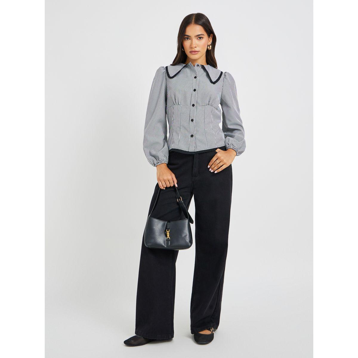 Styli Gingham Print Balloon Sleeve Relaxed Fit Shirt-women-clothing-shirtsandblouses-shirts-image-2