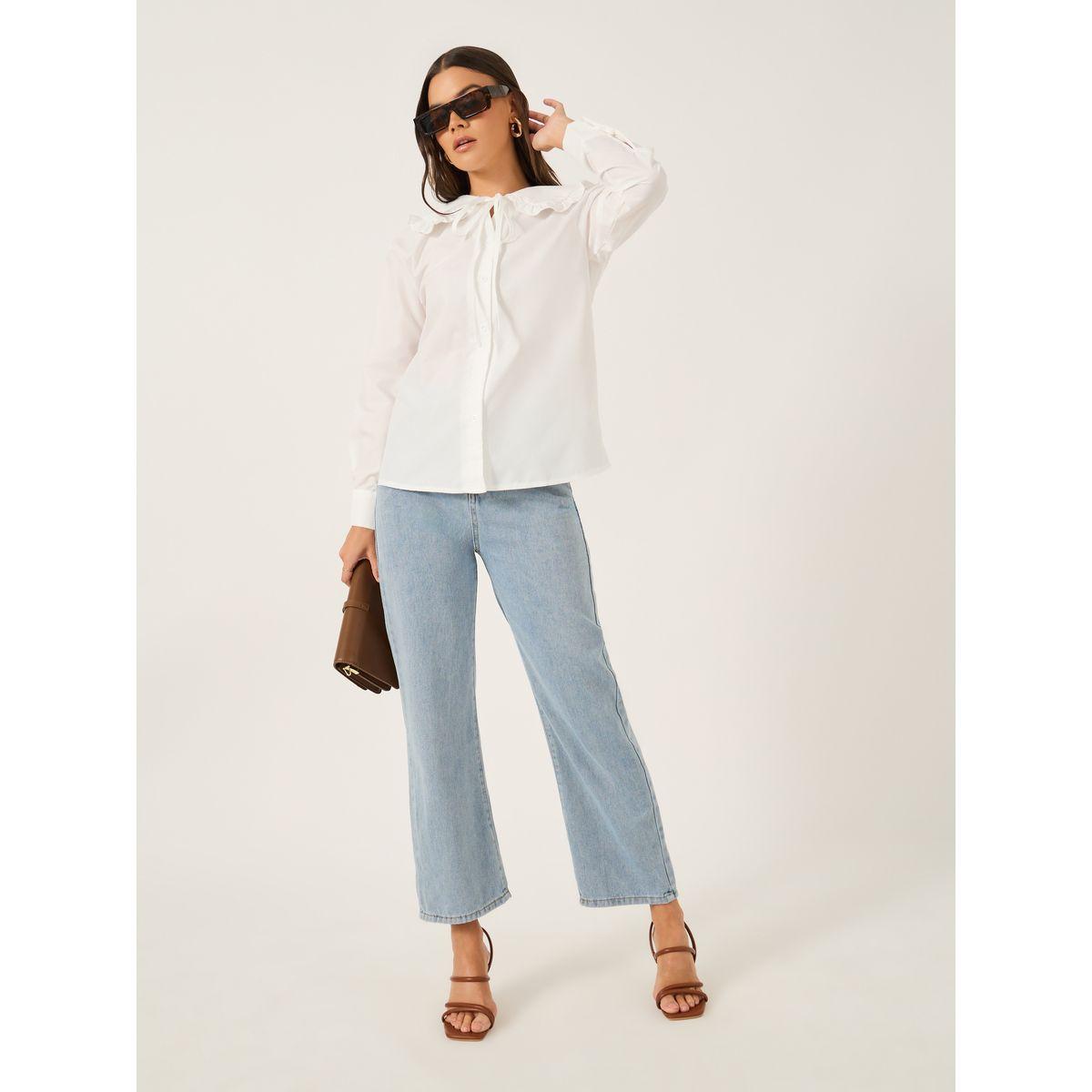 بلوزة سادة بياقة بيتر بان مع أربطة-women-clothing-shirtsandblouses-blouses-image-2