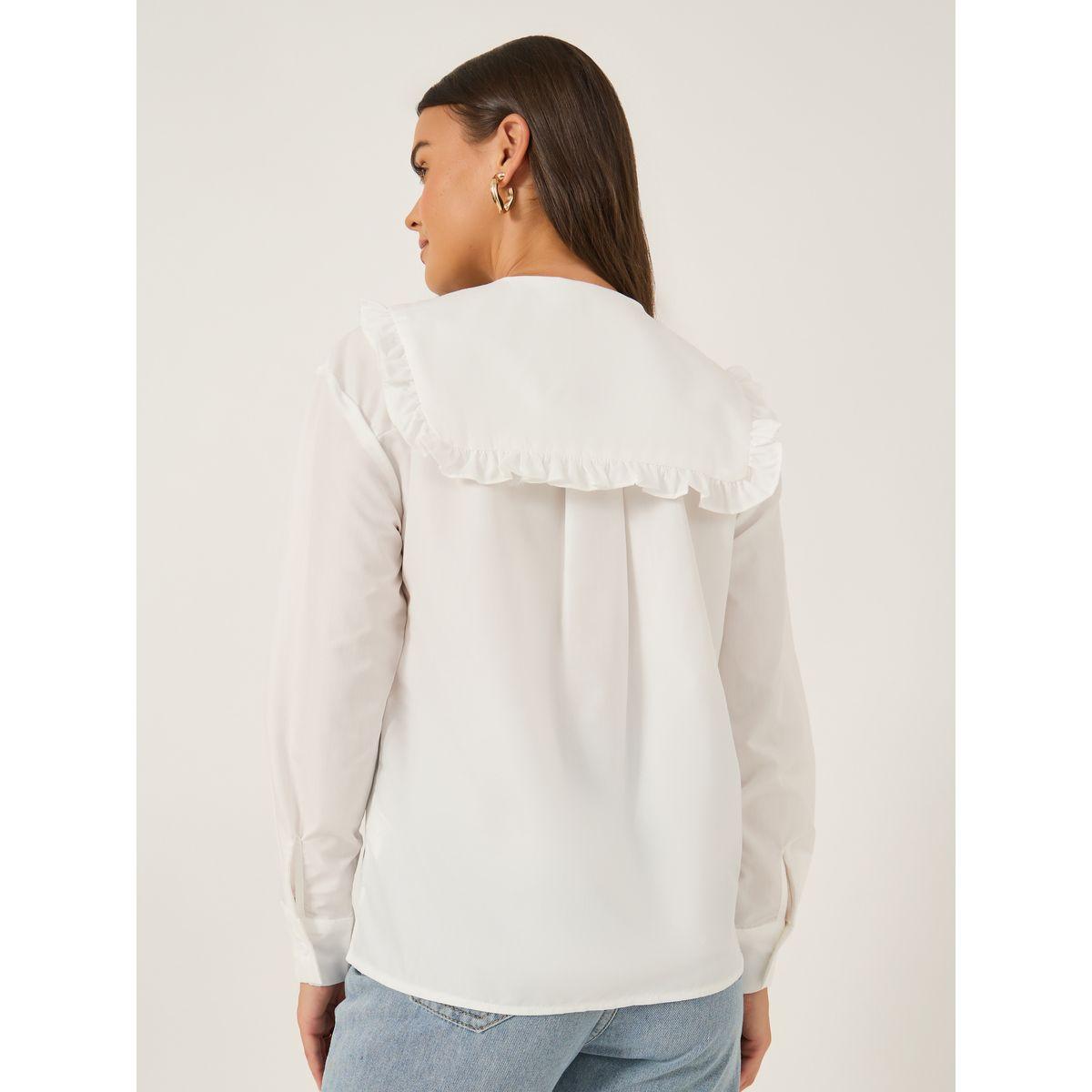 بلوزة سادة بياقة بيتر بان مع أربطة-women-clothing-shirtsandblouses-blouses-image-5