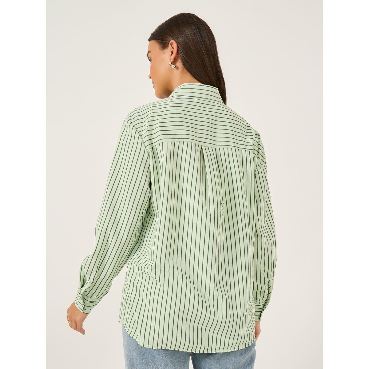 بلوزة مخططة بقصة عادية وياقة سبريد-women-clothing-shirtsandblouses-shirts-image-5