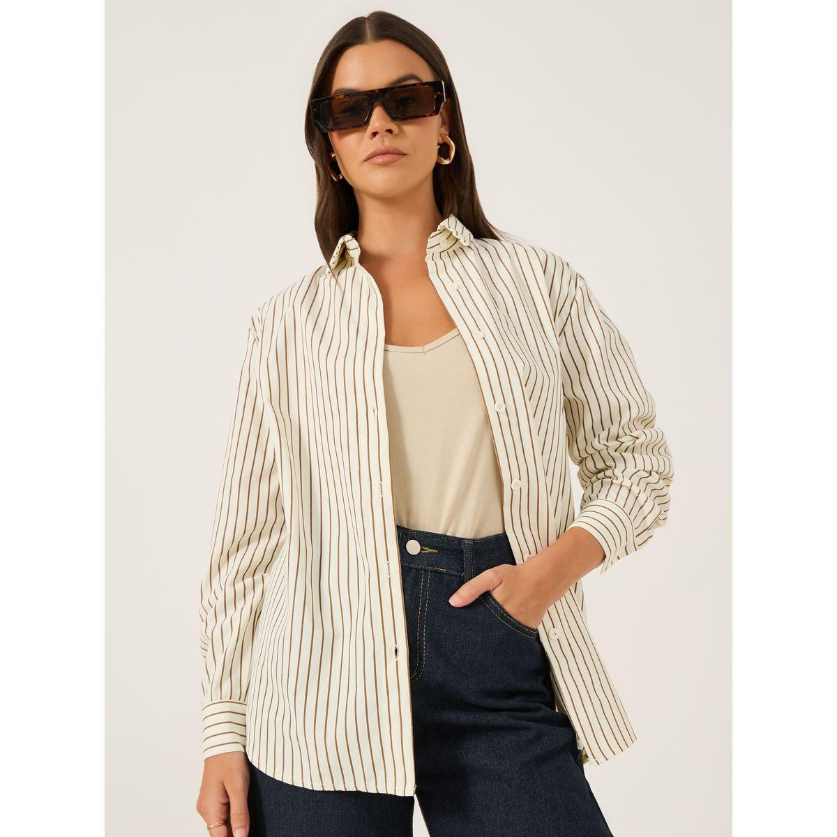 Styli Striped Spread Collar Regular Fit Shirt-women-clothing-shirtsandblouses-shirts-image-1