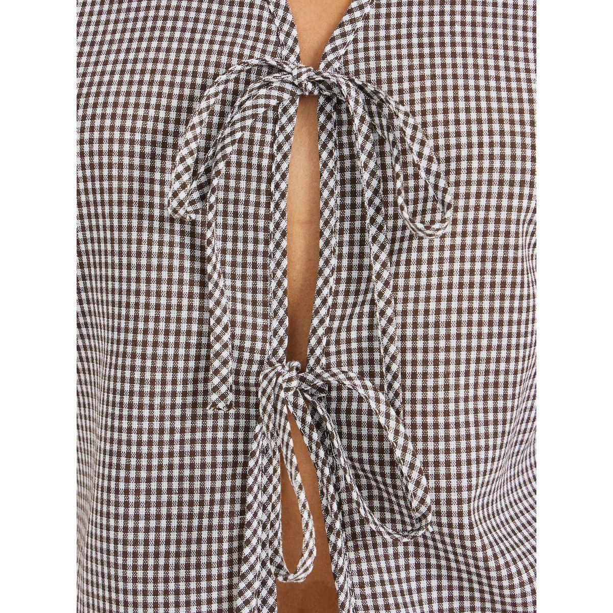 Styli Gingham Print Tie-Up Detail  Sleeveless Top-women-clothing-shirtsandblouses-blouses-image-3