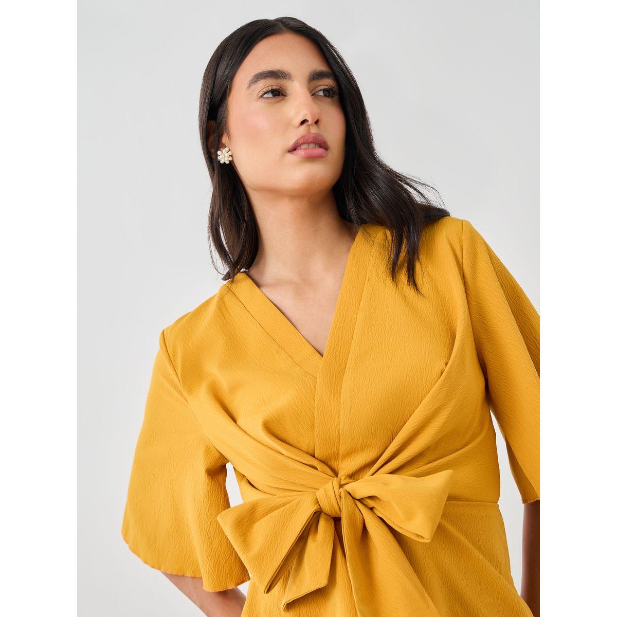 بلوزة سادة بتفاصيل أربطة على الخصر-women-clothing-shirtsandblouses-blouses-image-5