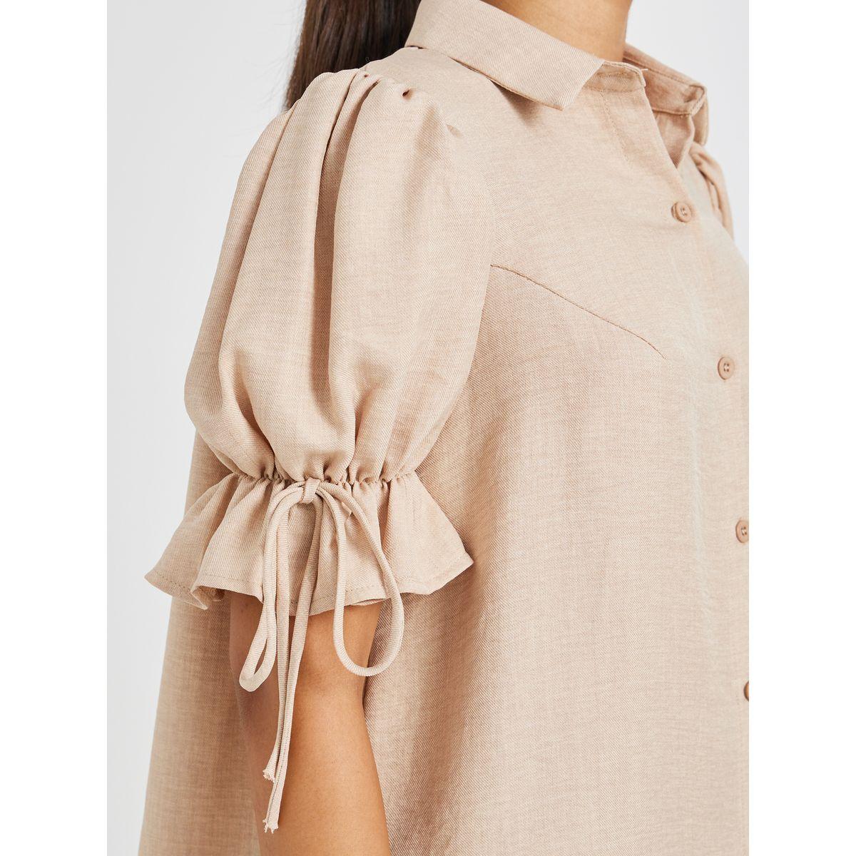 Styli Puff Sleeve Linen Curved Hem Shirt-women-clothing-shirtsandblouses-shirts-image-3