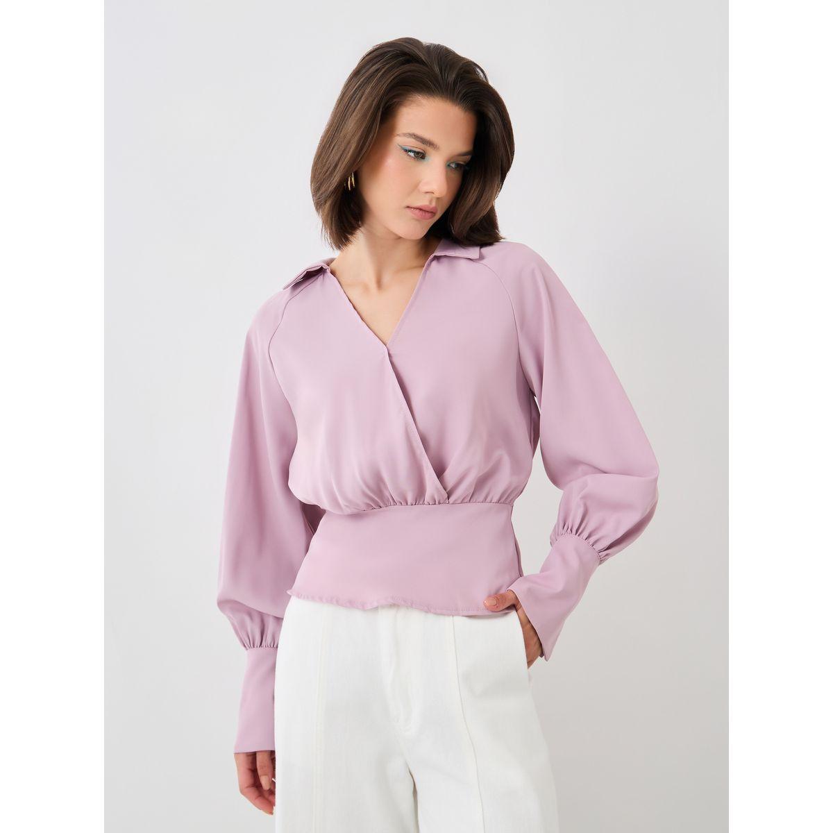 Styli Cuffed Long Sleeve Collared Wrap Blouse-women-clothing-shirtsandblouses-blouses-image-3
