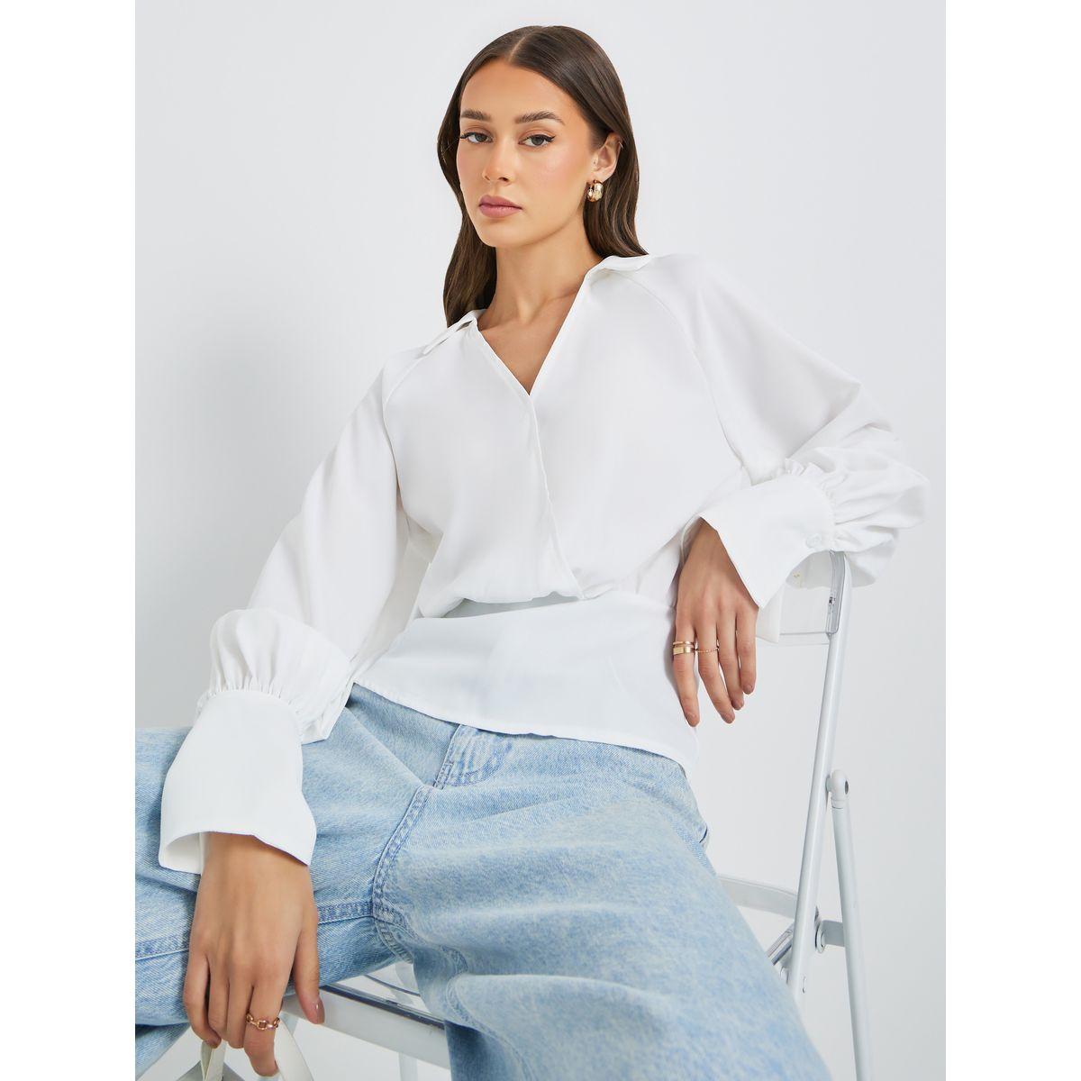 بلوزة بنمط لف وأكمام طويلة-women-clothing-shirtsandblouses-blouses-image-1