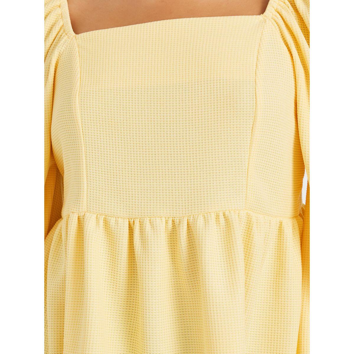 Styli Textured Balloon Sleeve Square Neck Blouse-women-clothing-shirtsandblouses-blouses-image-3