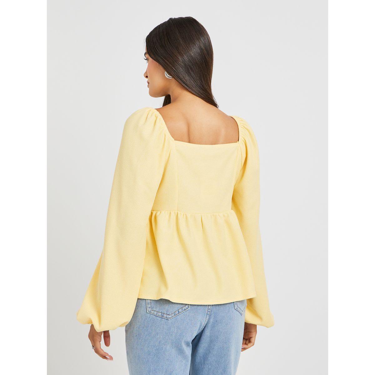 بلوزة بياقة واسعة وأكمام بالون-women-clothing-shirtsandblouses-blouses-image-4