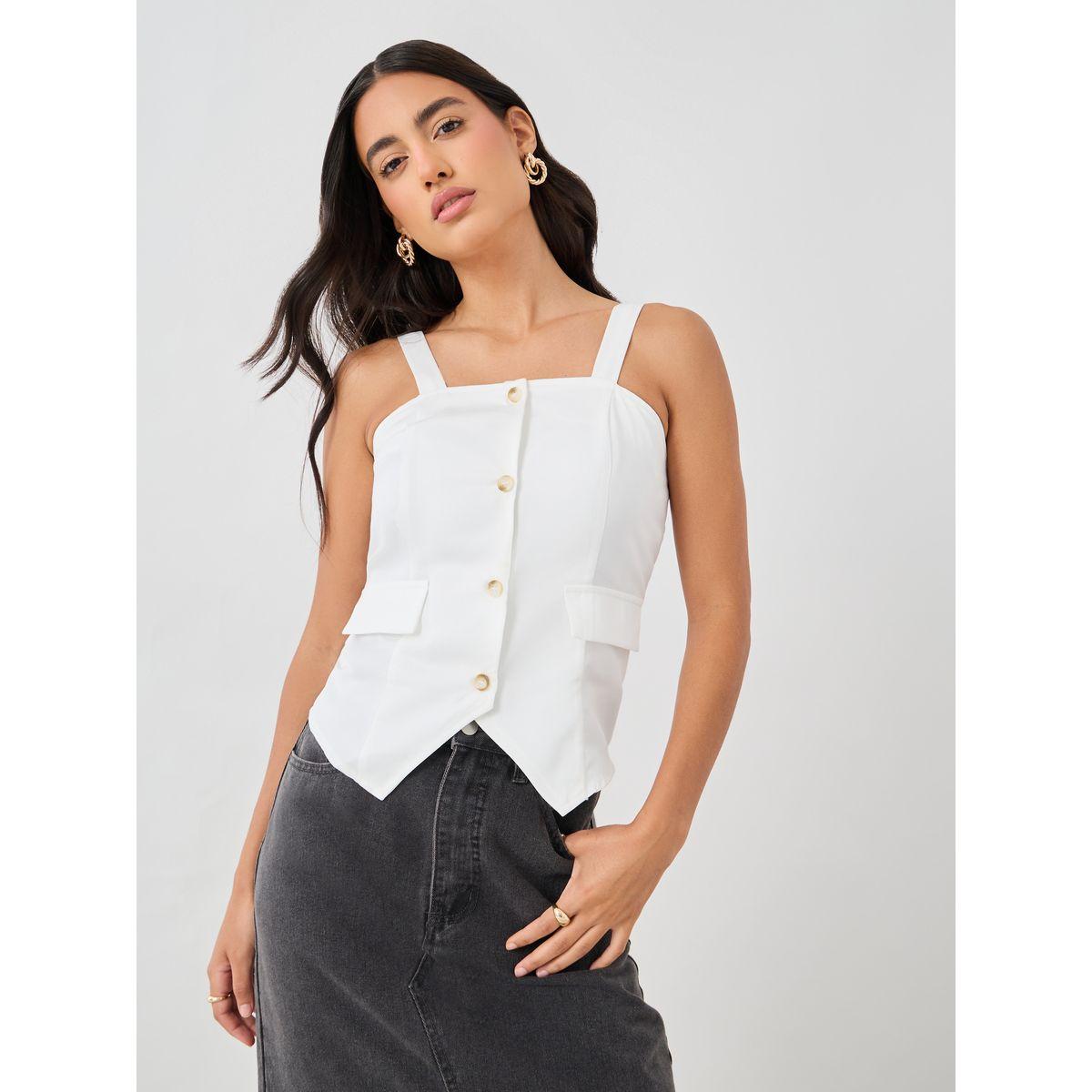 معطف بحافة غير متماثلة مع حمالات وأزرار-women-clothing-coatsandjackets-waistcoats-image-1