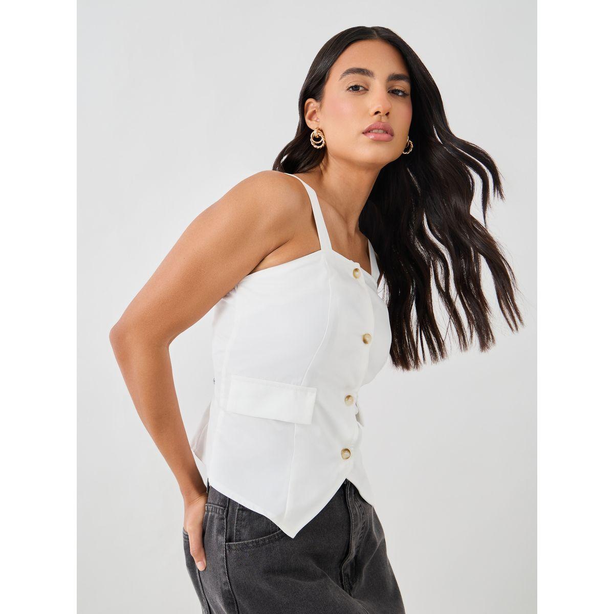 معطف بحافة غير متماثلة مع حمالات وأزرار-women-clothing-coatsandjackets-waistcoats-image-4