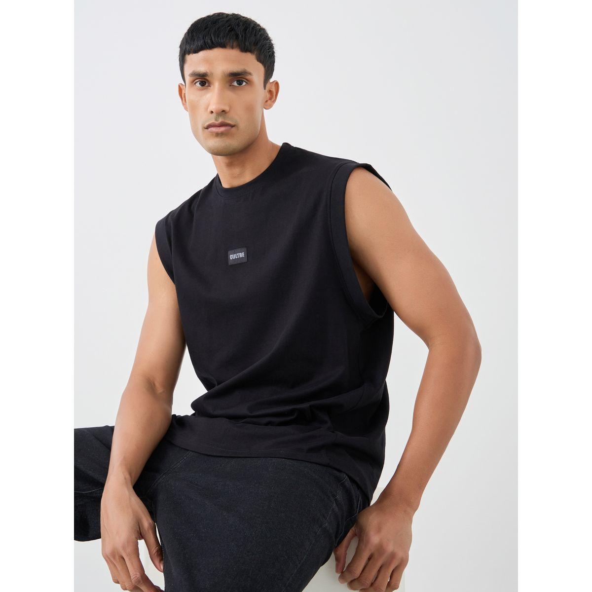 تيشيرت كت منسوج مزين بشارة-men-clothing-tshirtsandpolos-tshirts-image-1