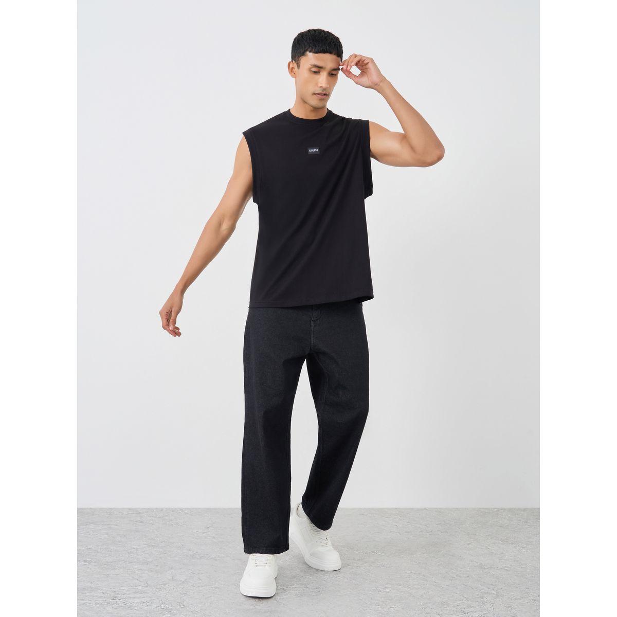 تيشيرت كت منسوج مزين بشارة-men-clothing-tshirtsandpolos-tshirts-image-2