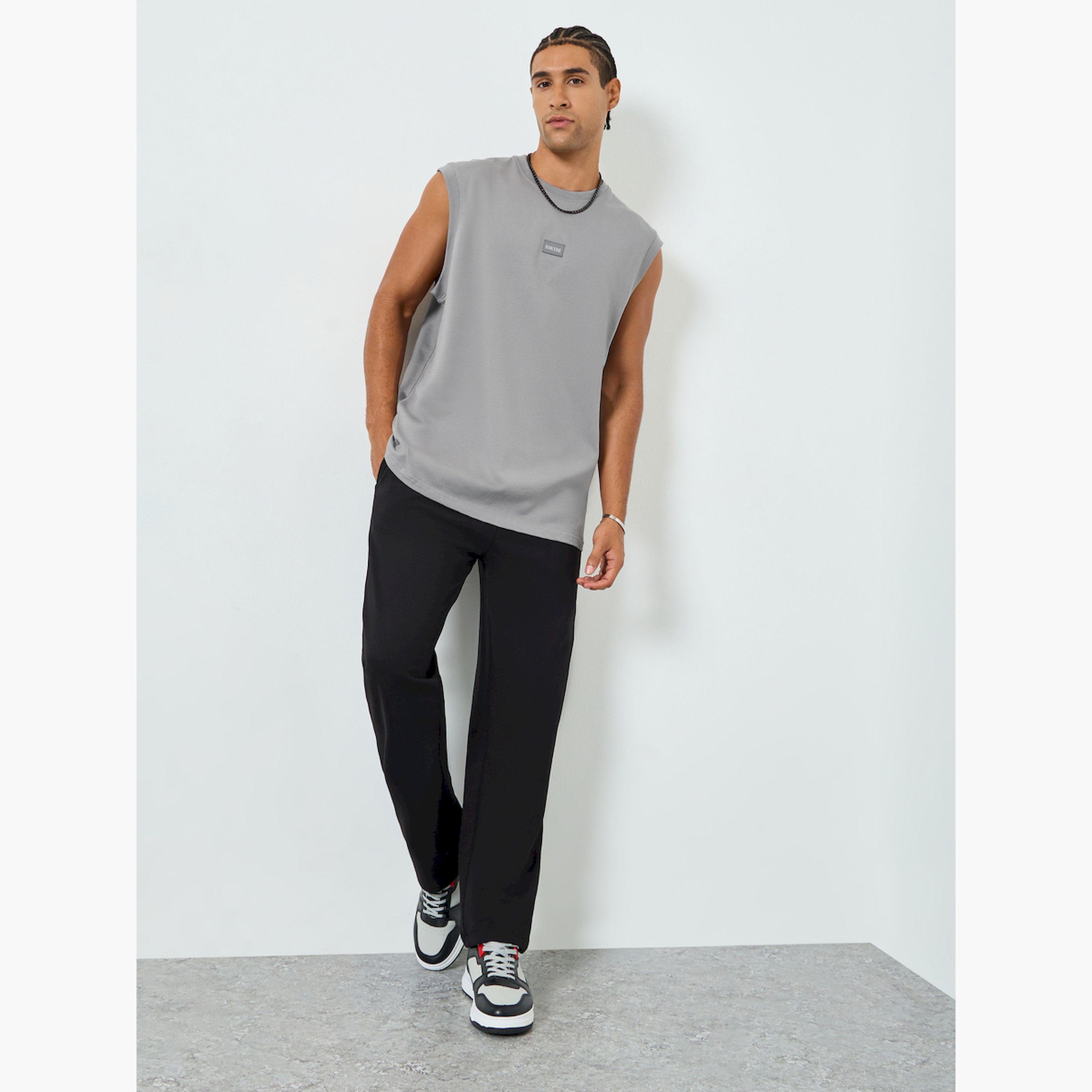 Styli Men Grey Woven Badge Tank-men-clothing-tshirtsandpolos-tshirts-image-2