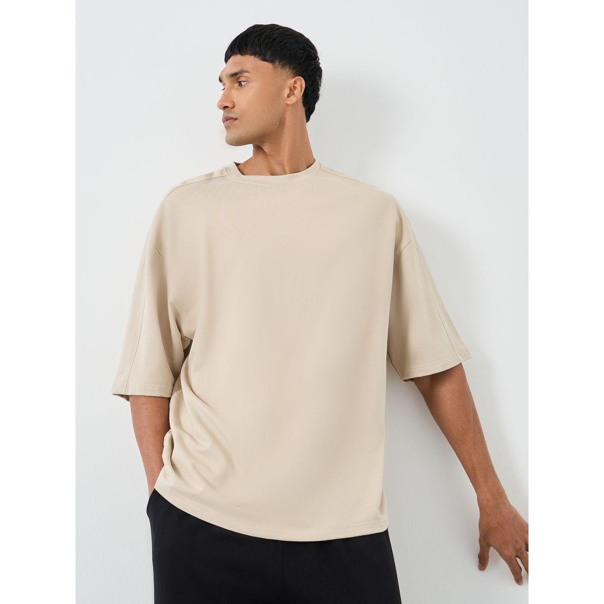 تيشيرت بقصة بوكسي وياقة ضيقة-men-clothing-tshirtsandpolos-tshirts-image-1