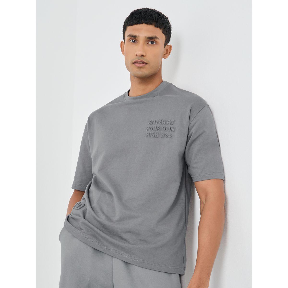 Styli Embossed Print Terry Oversized T-Shirt-men-clothing-tshirtsandpolos-tshirts-image-1