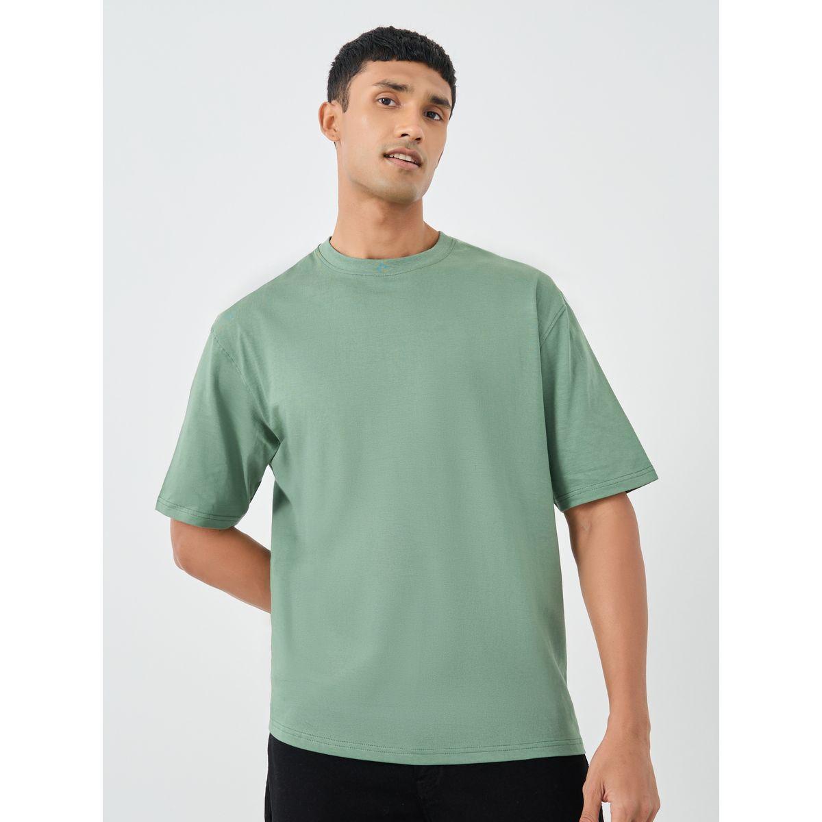 تيشيرت فضفاض بطبعة كتابة وياقة ضيقة-men-clothing-tshirtsandpolos-tshirts-image-3