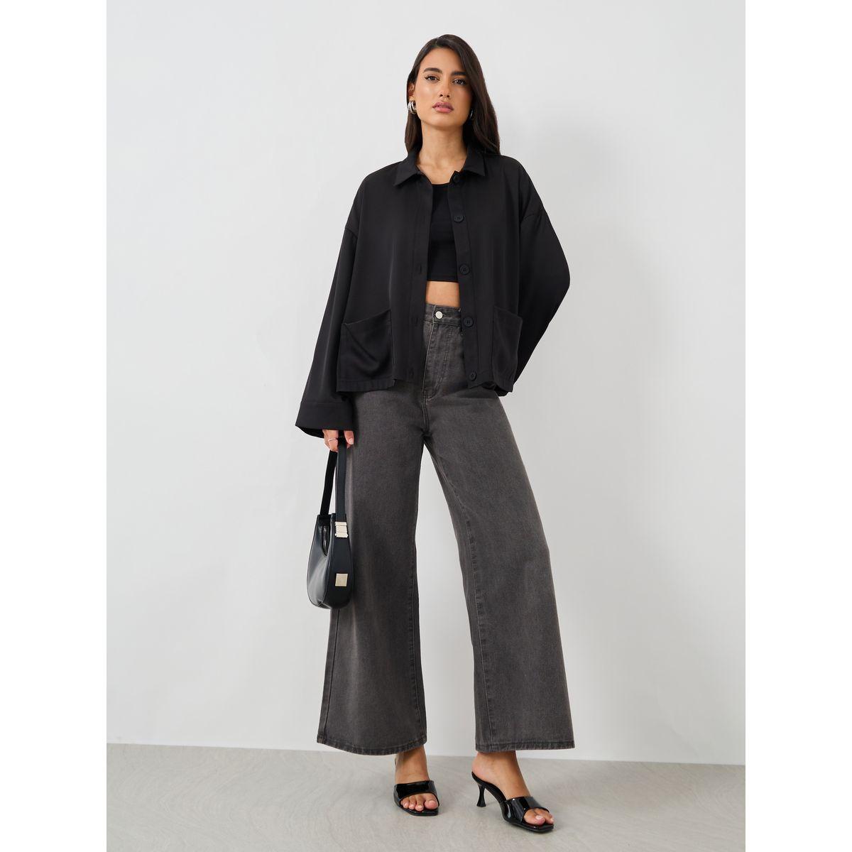 Styli Solid Button Front Boxy Fit Jacket with Patch Pockets-women-winterwear-coatsandjackets-jackets-image-3