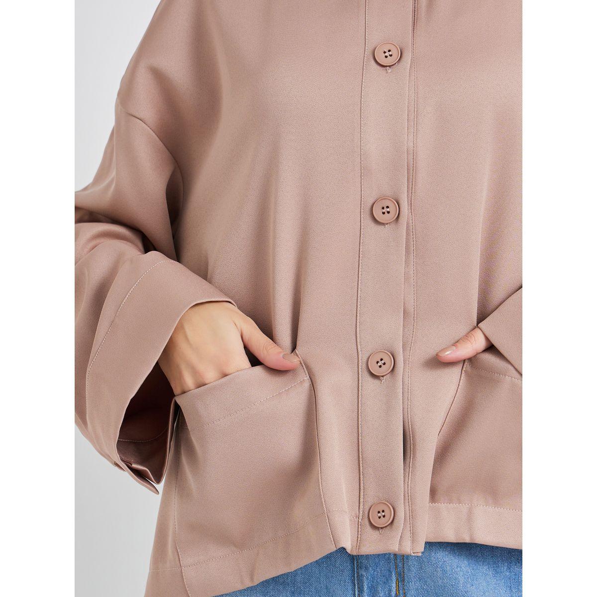 Styli Solid Button Front Boxy Fit Jacket with Patch Pockets-women-winterwear-coatsandjackets-jackets-image-4