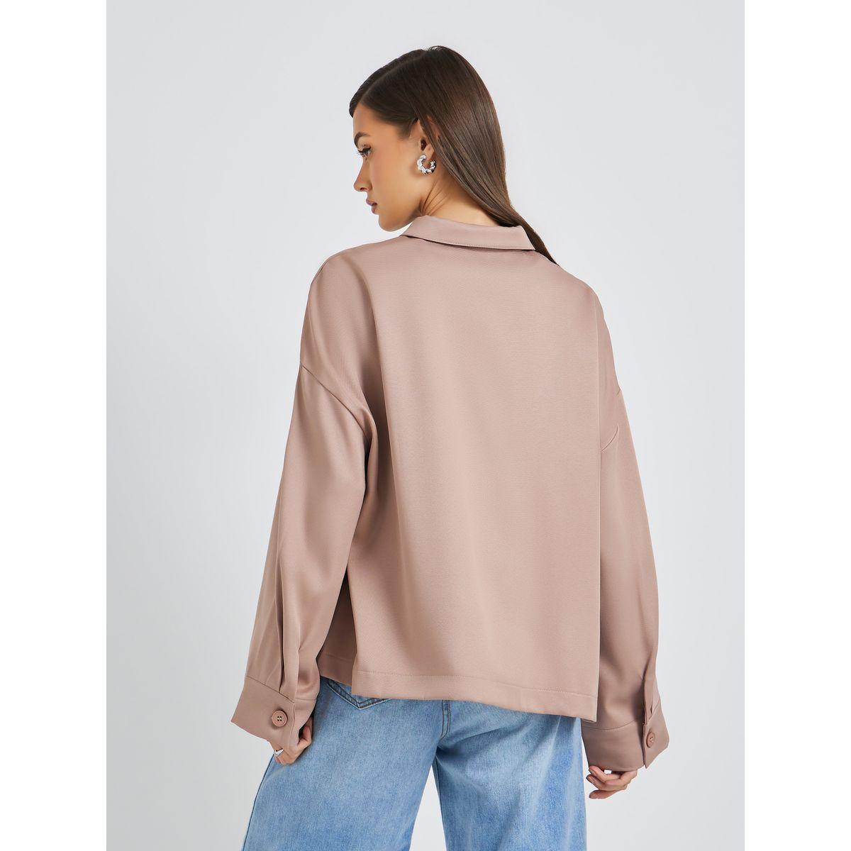 Styli Solid Button Front Boxy Fit Jacket with Patch Pockets-women-winterwear-coatsandjackets-jackets-image-5
