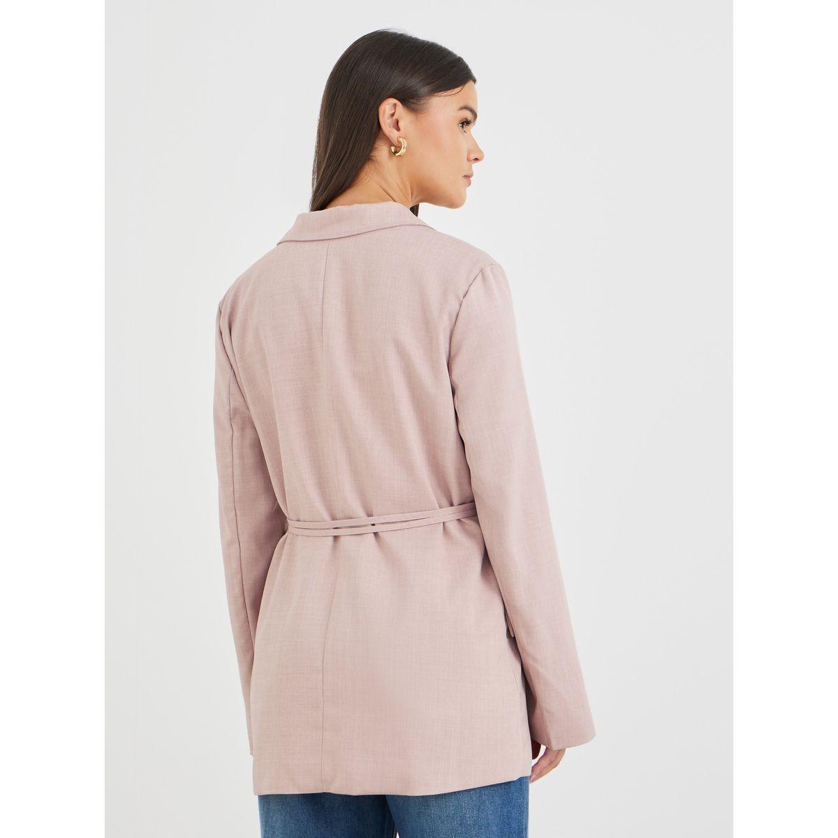 Styli Regular Fit Linen Look Belted Blazer-women-clothing-coatsandjackets-blazers-image-4