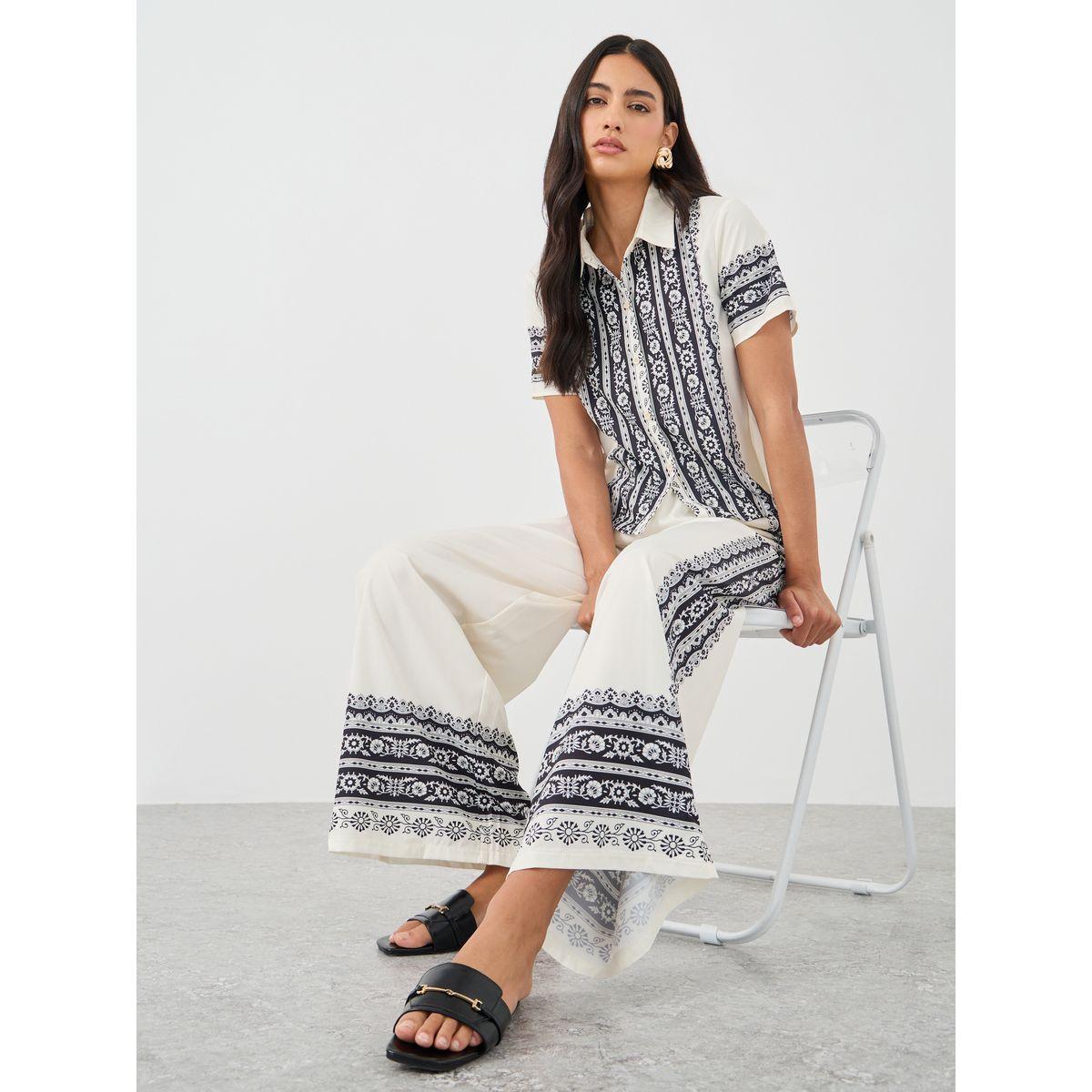 Styli Printed Buttoned Shirt and Pants Co-Ords-women-clothing-coordsets-image-1