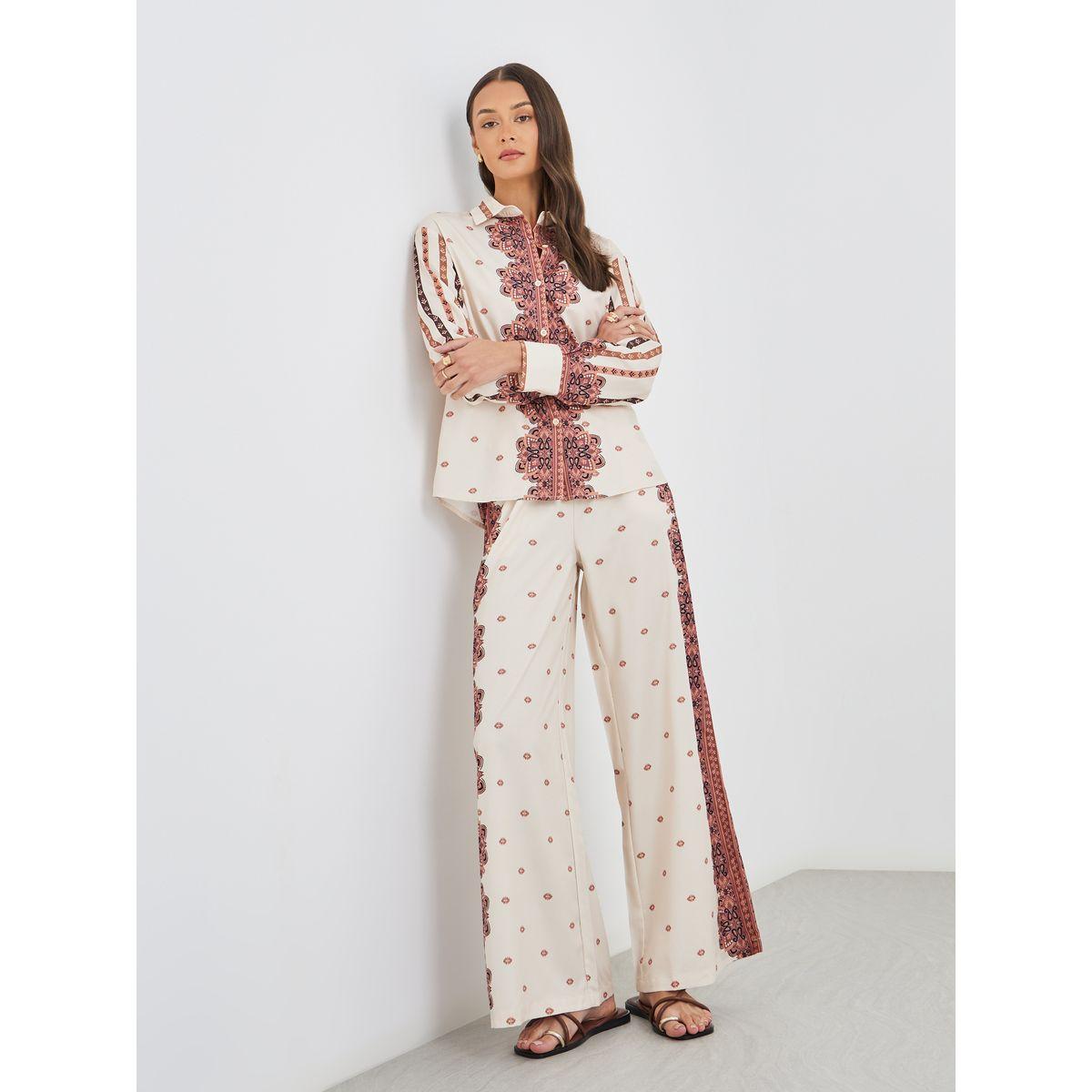 Styli Printed Long Sleeve Shirt and Wide Leg Pants Co-Ords-women-clothing-coordsets-image-2