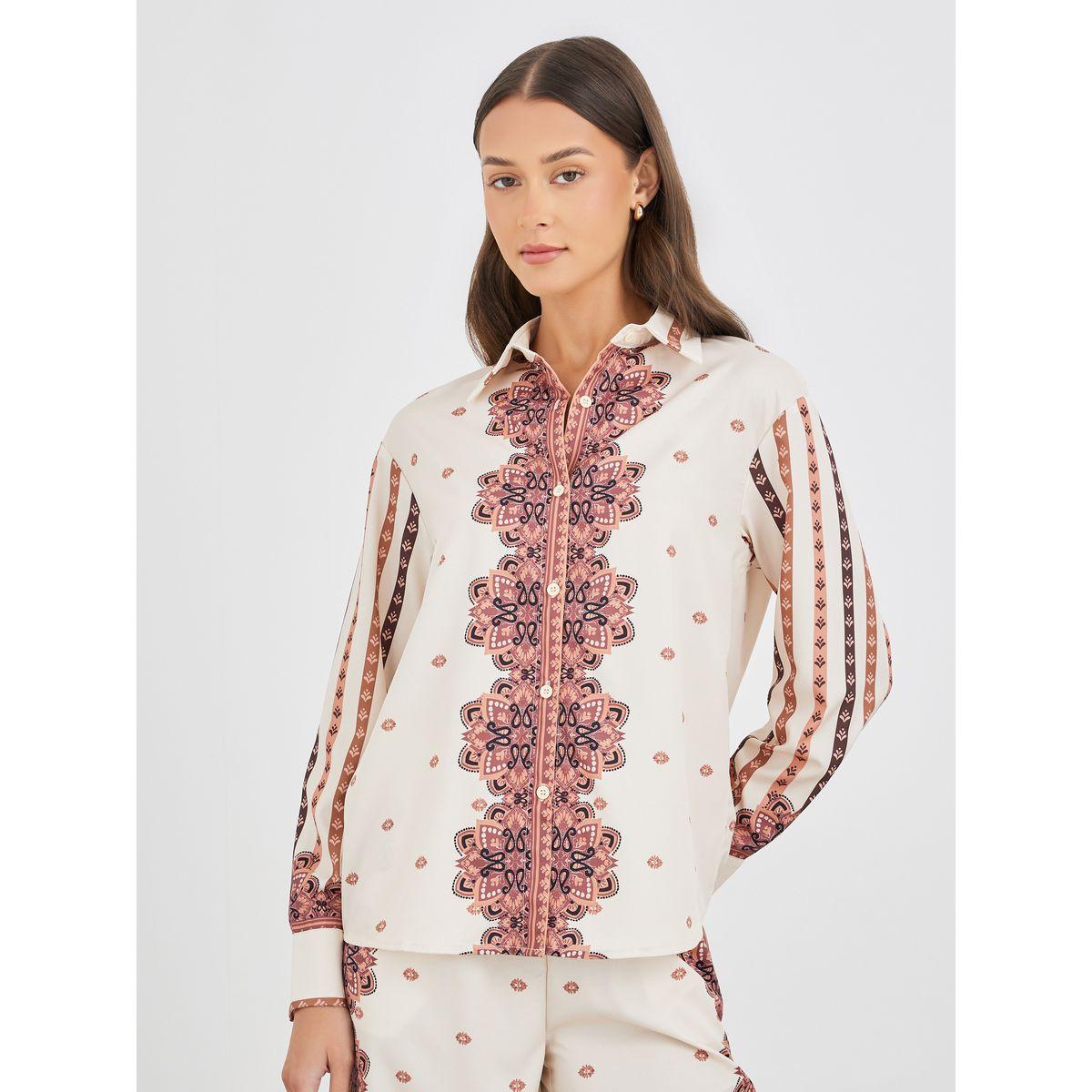 Styli Printed Long Sleeve Shirt and Wide Leg Pants Co-Ords-women-clothing-coordsets-image-3