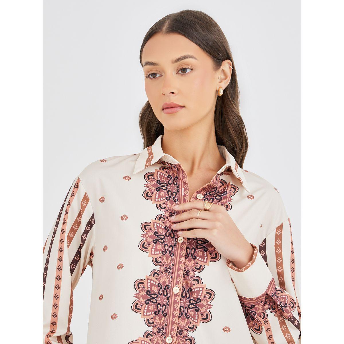 Styli Printed Long Sleeve Shirt and Wide Leg Pants Co-Ords-women-clothing-coordsets-image-4