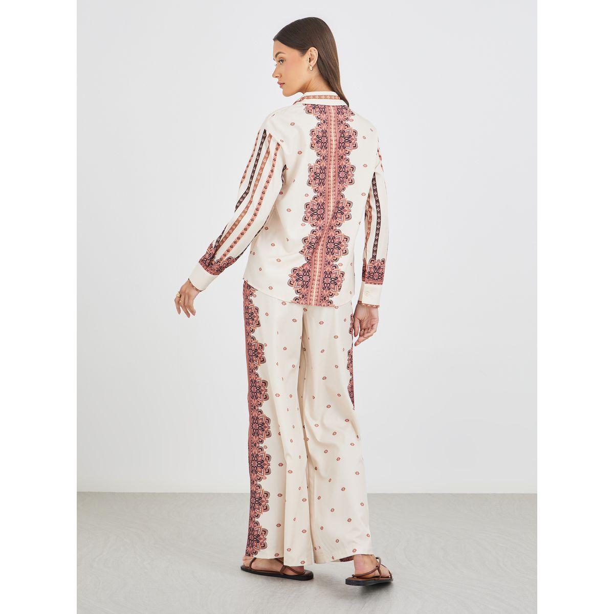 Styli Printed Long Sleeve Shirt and Wide Leg Pants Co-Ords-women-clothing-coordsets-image-6