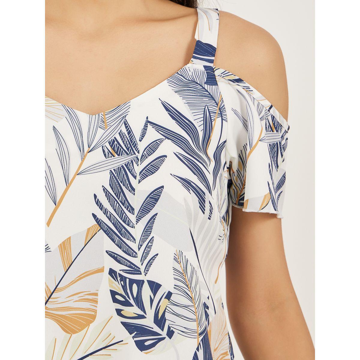 Styli Women Printed Cold-Shoulder Sleeve Top and Wide Leg Pants Co-Ords-women-clothing-coordsets-image-3