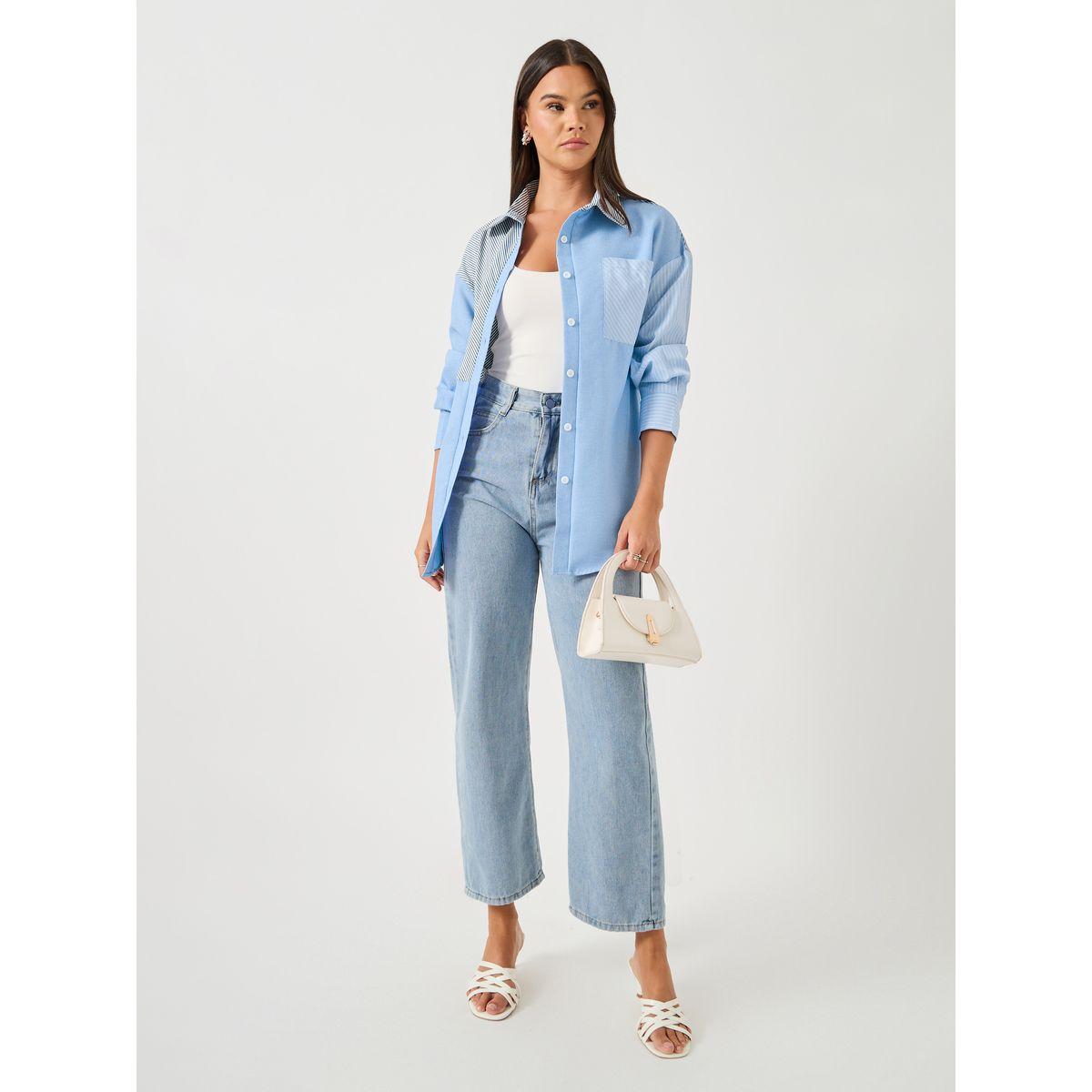 Styli Women Color Block Pocket Detail Oversized Shirt-women-clothing-shirtsandblouses-shirts-image-3