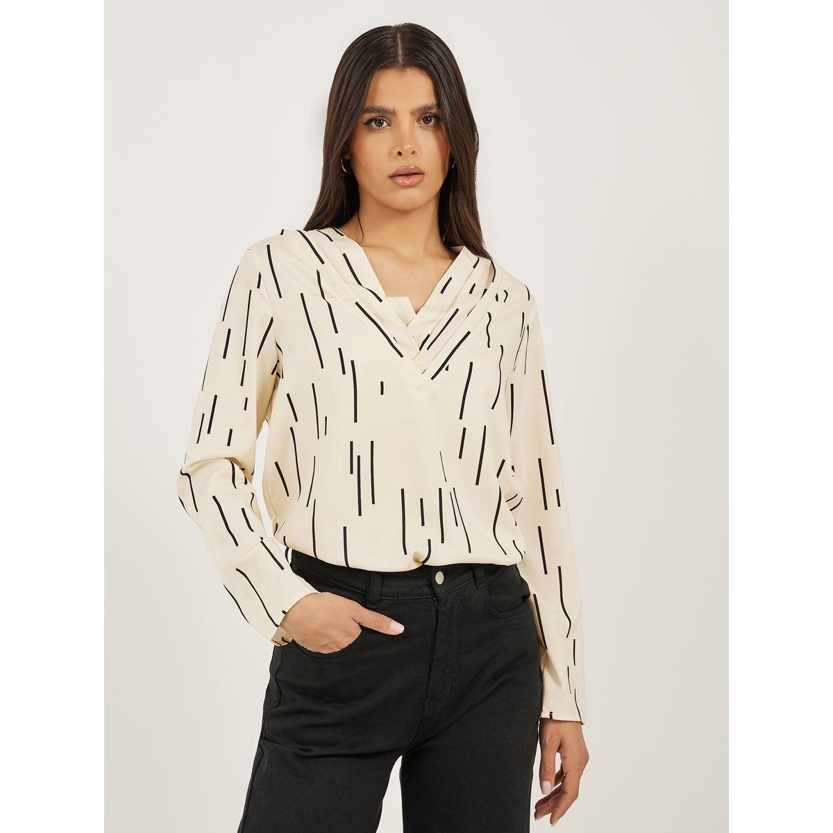 بلوزة مطبعة بالكامل مع أكمام طويلة-women-clothing-shirtsandblouses-blouses-image-1