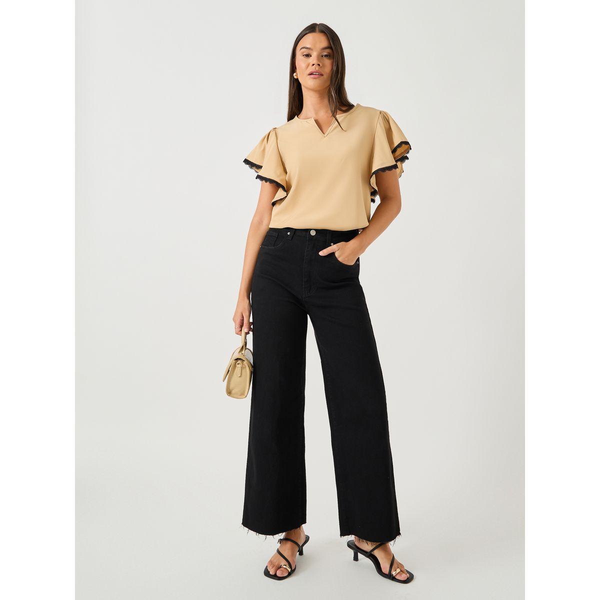 بلوزة بأكمام فلوانس وتفاصيل دانتيل-women-clothing-shirtsandblouses-blouses-image-3