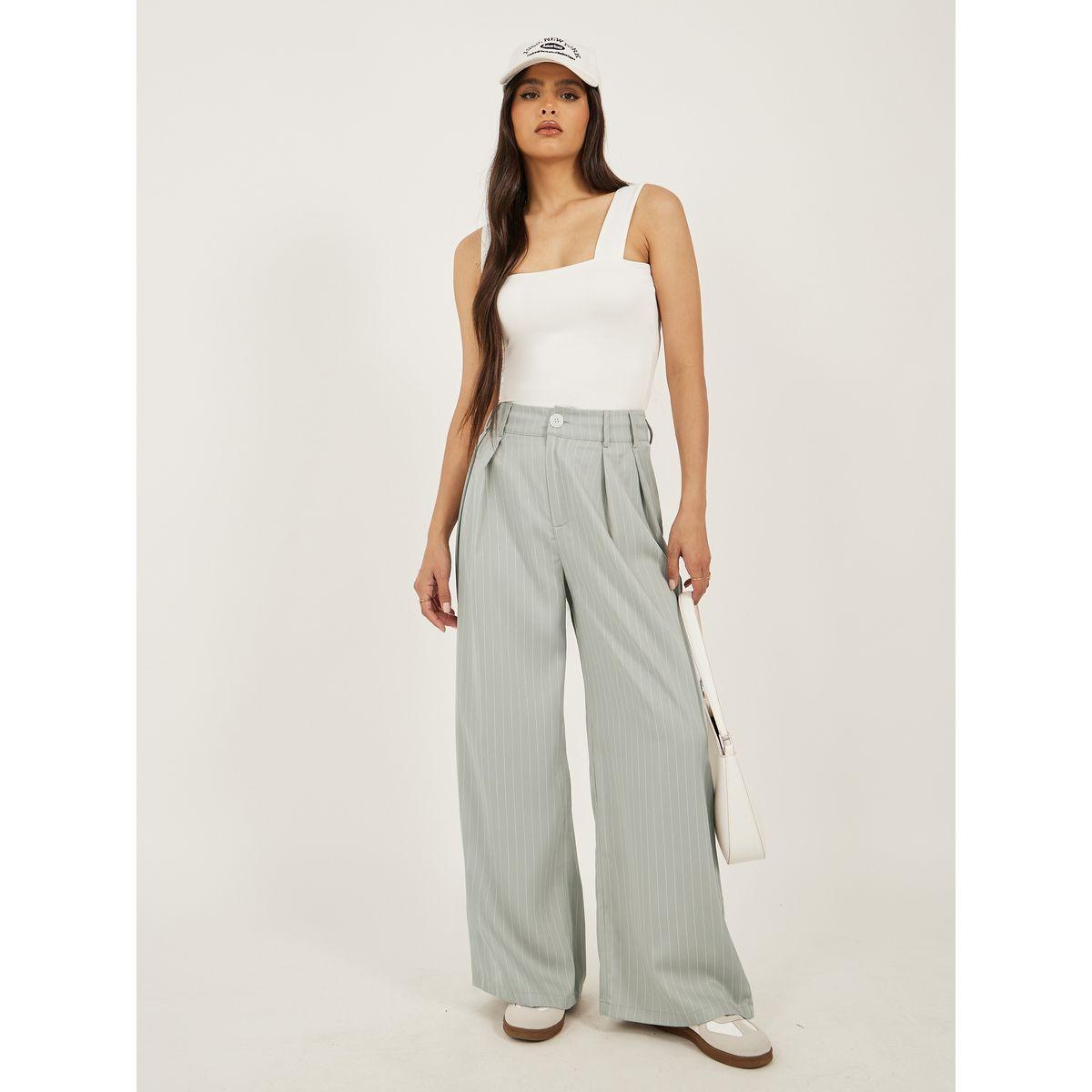 بنطال مخطط بأرجل واسعة-women-clothing-bottoms-trousers-image-1