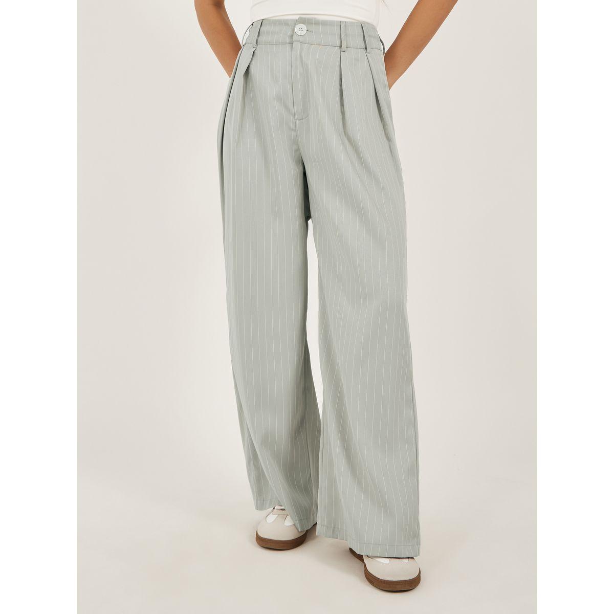 Styli Women Striped Pleated Wide Leg Pants-women-clothing-bottoms-trousers-image-2