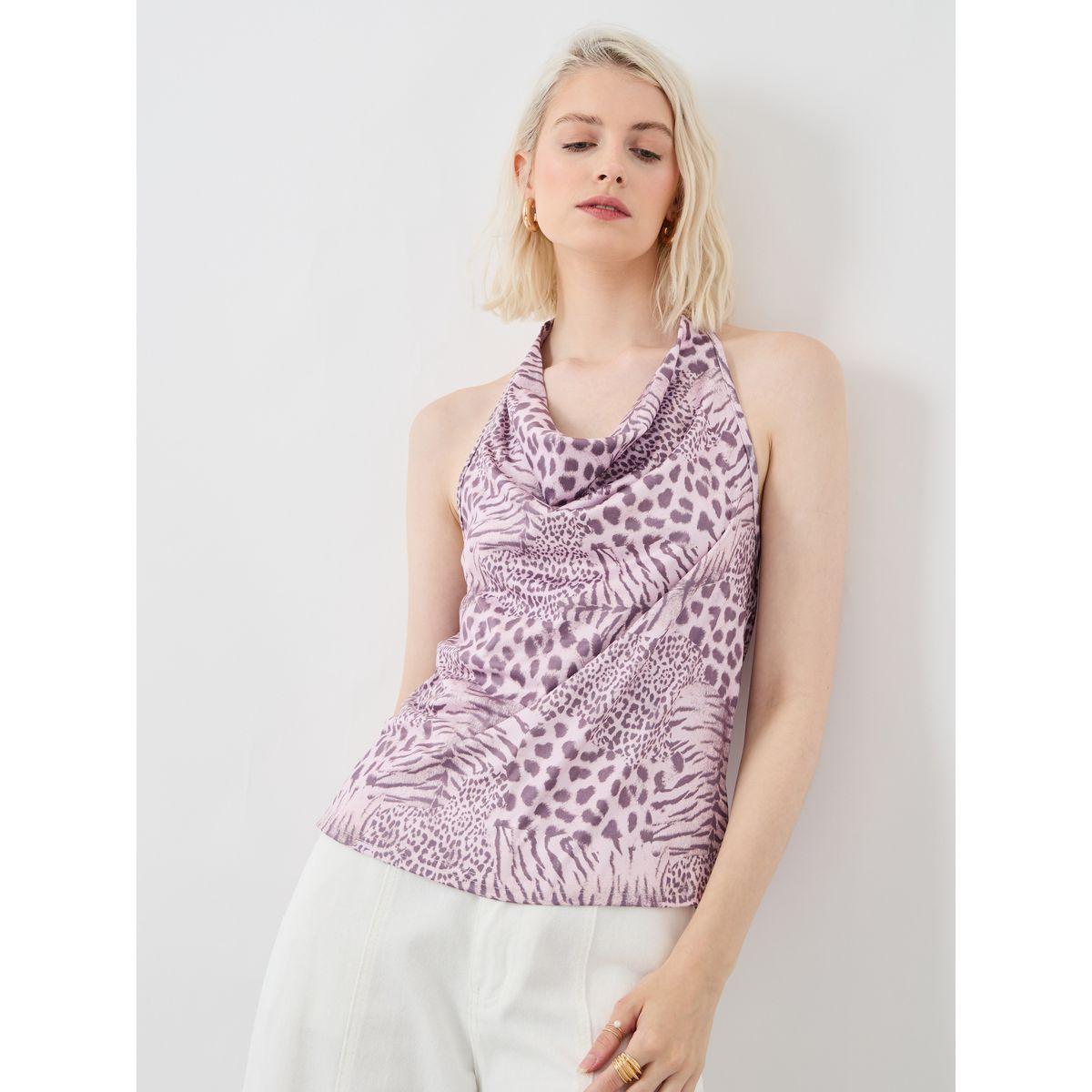 Styli Printed Halter Neck Sleeveless Top-women-clothing-tshirts-image-2