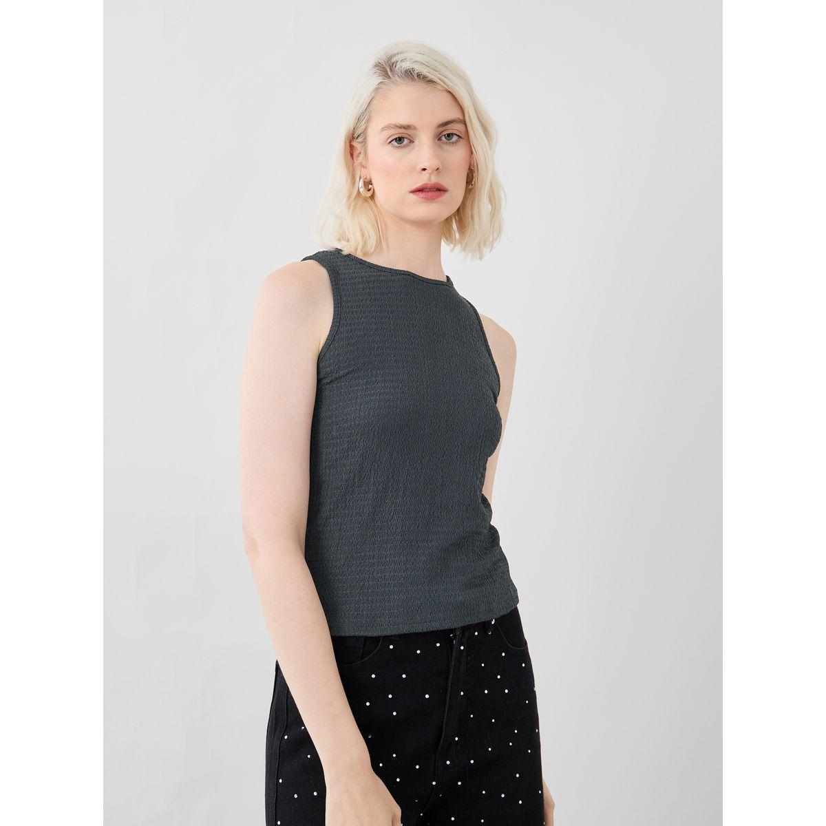 بلوزة كامي بلا أكمام وياقة دائرية-women-clothing-tshirts-image-2