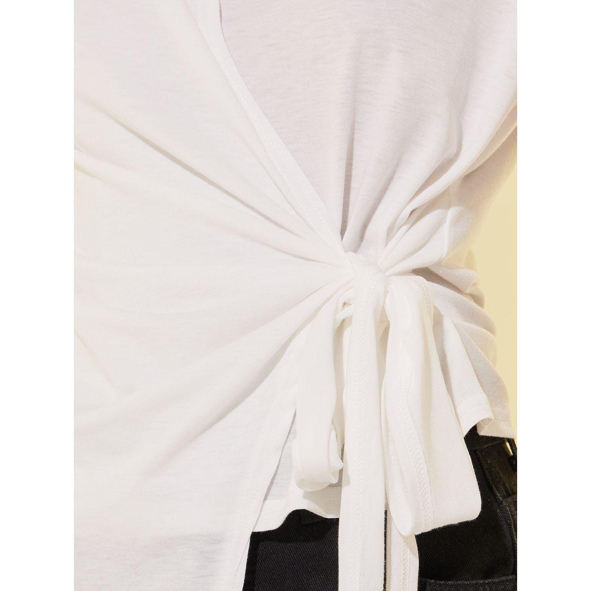 Styli Solid Cap Sleeve Side Waist Tie Wrap Top-women-clothing-shirtsandblouses-blouses-image-3