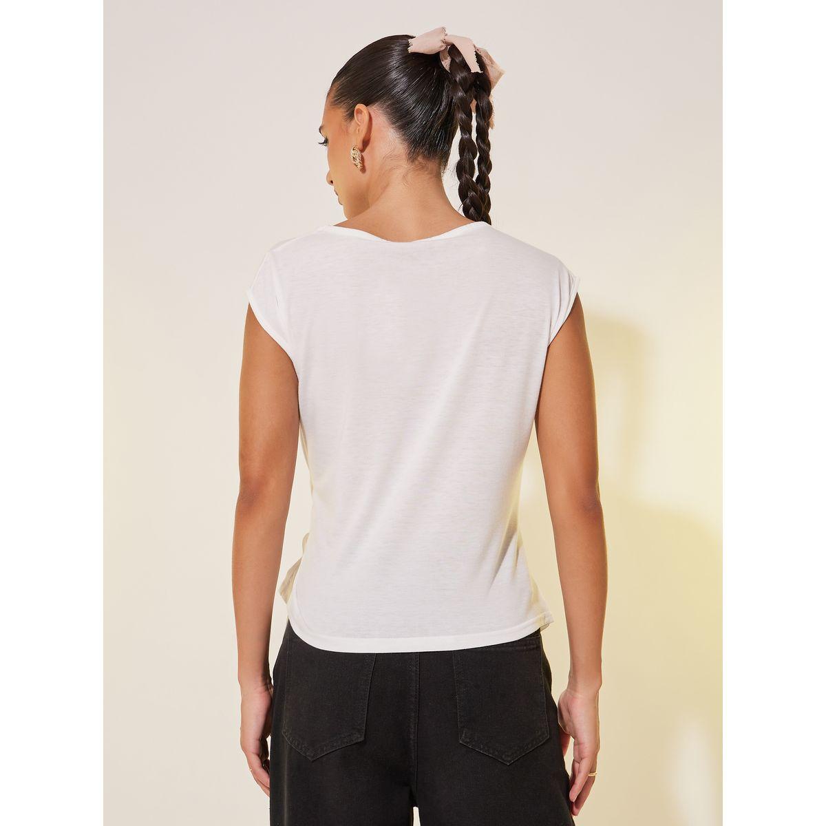 بلوزة سادة بأكمام كاب ونمط لف مع أربطة-women-clothing-shirtsandblouses-blouses-image-1