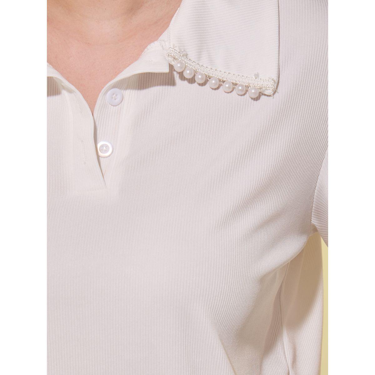 Styli Pearls Embellishment Detail Polo T-Shirt-women-clothing-tshirts-image-4