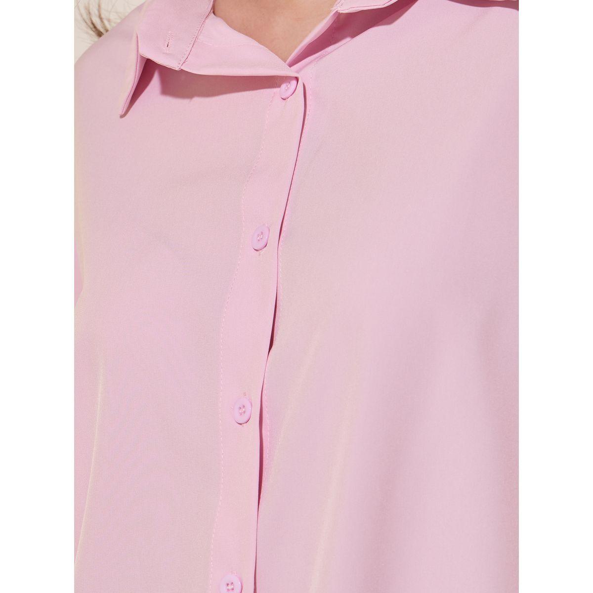 Styli Solid Oversized Spread Collar Shirt-women-clothing-shirtsandblouses-shirts-image-3