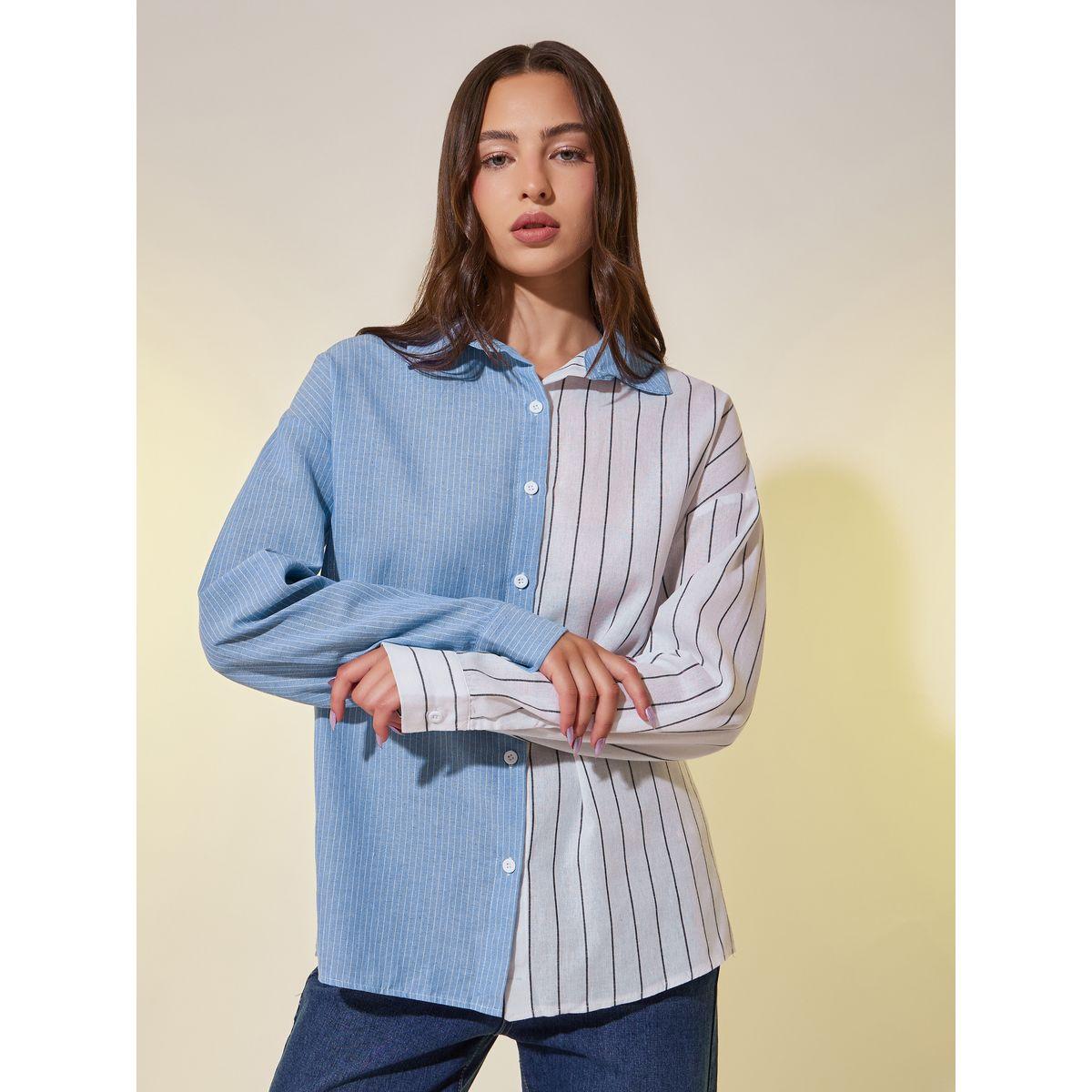 Styli Striped Long Sleeve Oversized Shirt-women-clothing-shirtsandblouses-shirts-image-1