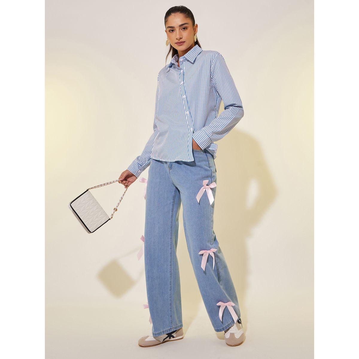 Styli Striped Asymmetric Button Front Regular Fit Shirt-women-clothing-shirtsandblouses-shirts-image-2