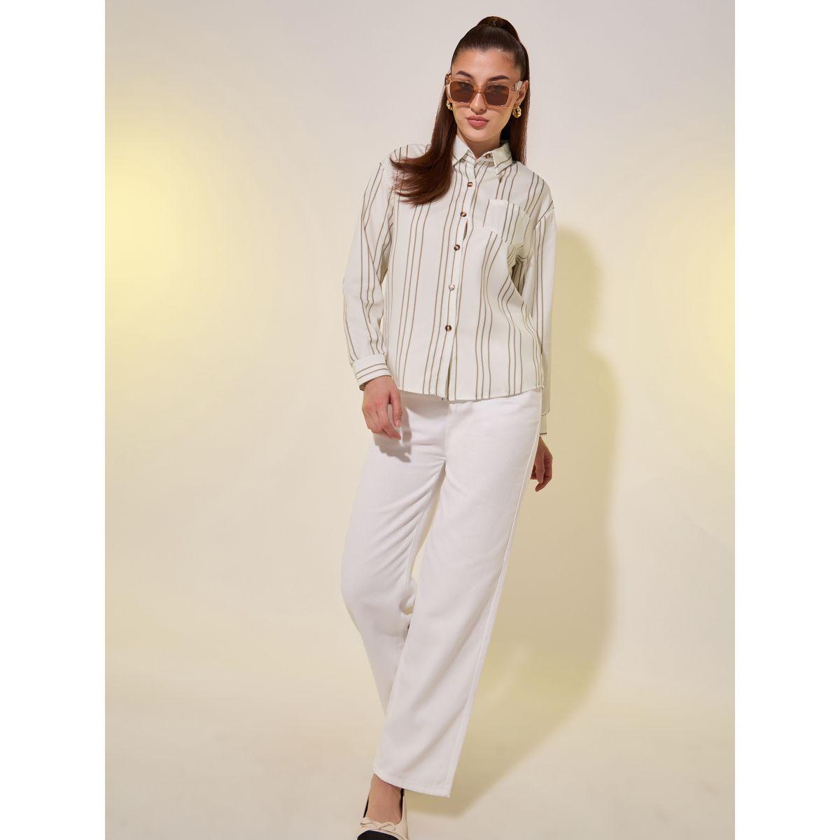 بلوزة فضفاضة مخططة بجيب على الصدر-women-clothing-shirtsandblouses-shirts-image-2
