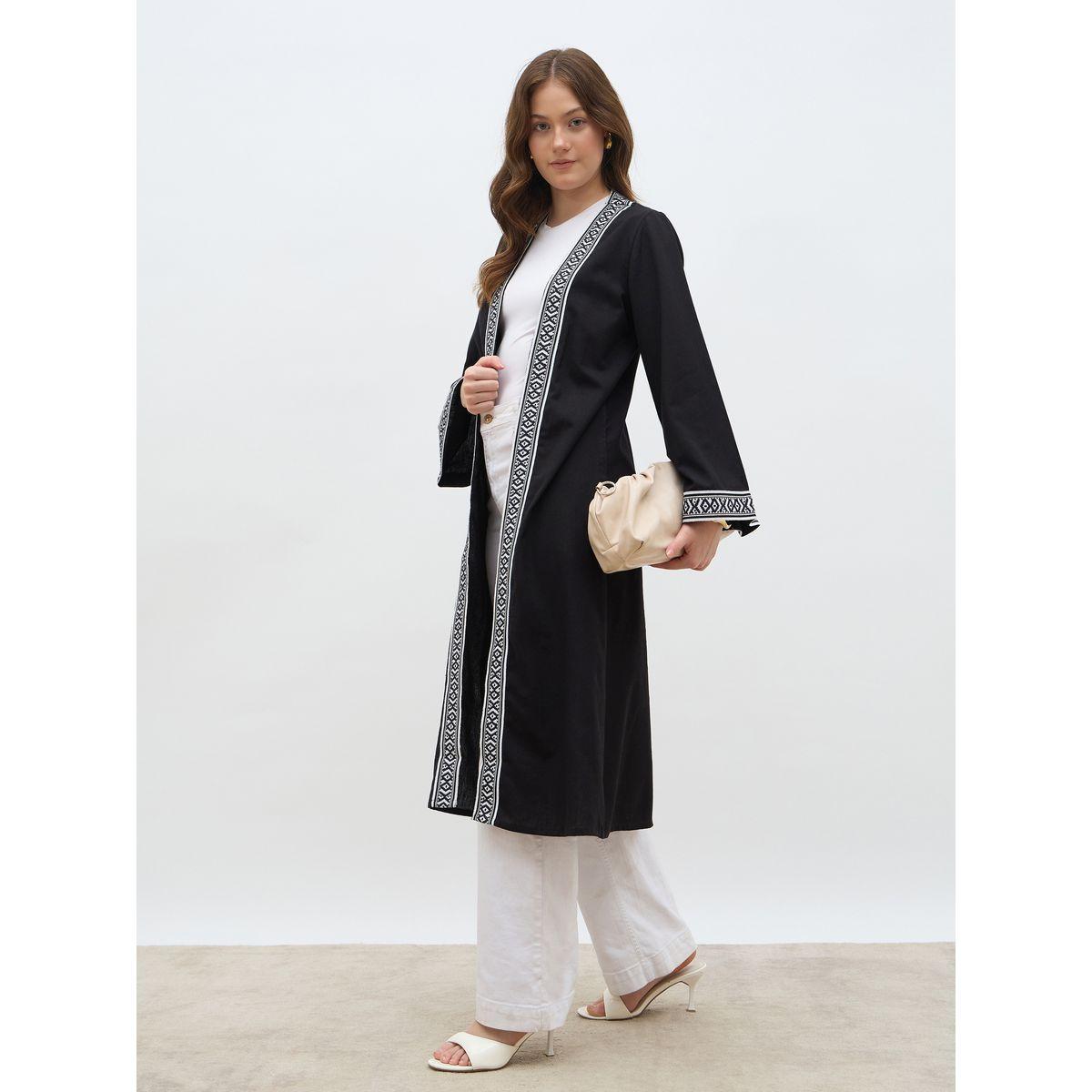 Styli Regular Fit Embroidered Edge Midi Abaya-women-arabicclothing-abayas-image-1