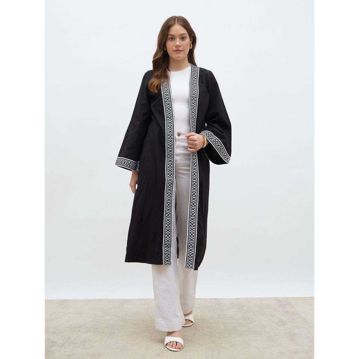 Styli Regular Fit Embroidered Edge Midi Abaya-women-arabicclothing-abayas-image-2