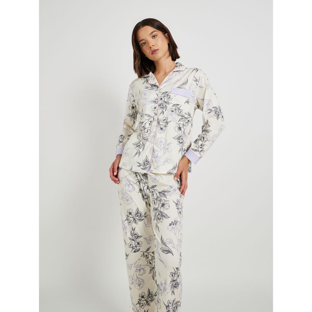 طقم بيجاما من بنطال وبلوزة بطبعة زهور-women-clothing-nightwear-pyjamas-longsets-image-2